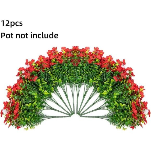 Artificial Faux Red Plants Flowers Outdoor Outside Fall Winter Christmas Decor - Picture 3 of 7